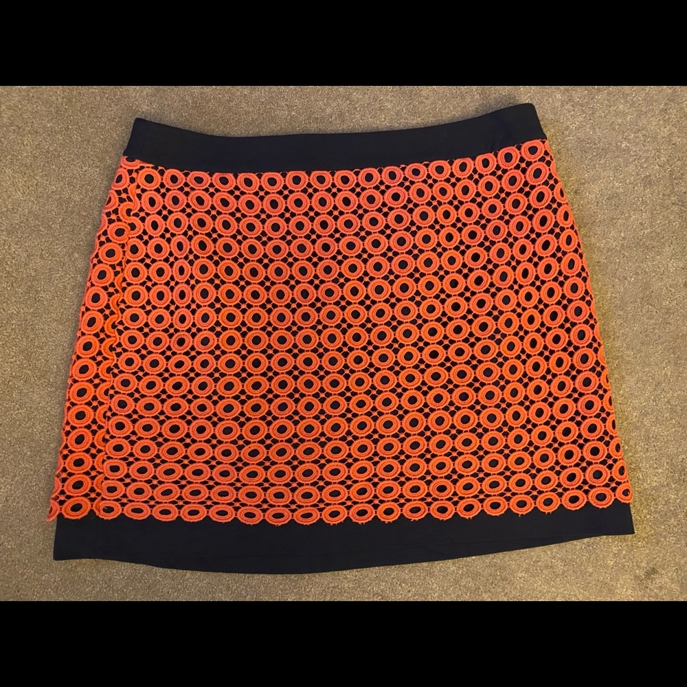 LOFT Orange and Black Midi Skirt